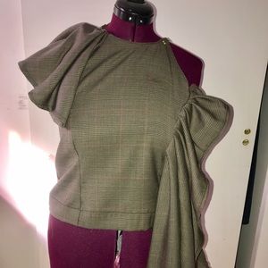 Halter Plaid Peplum Top